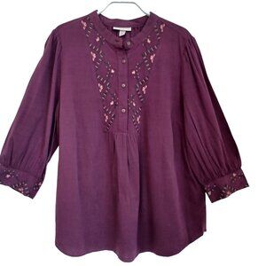 Knox Rose Blouse Embroidered Bishop Sleeve‎ Top Woments Medium